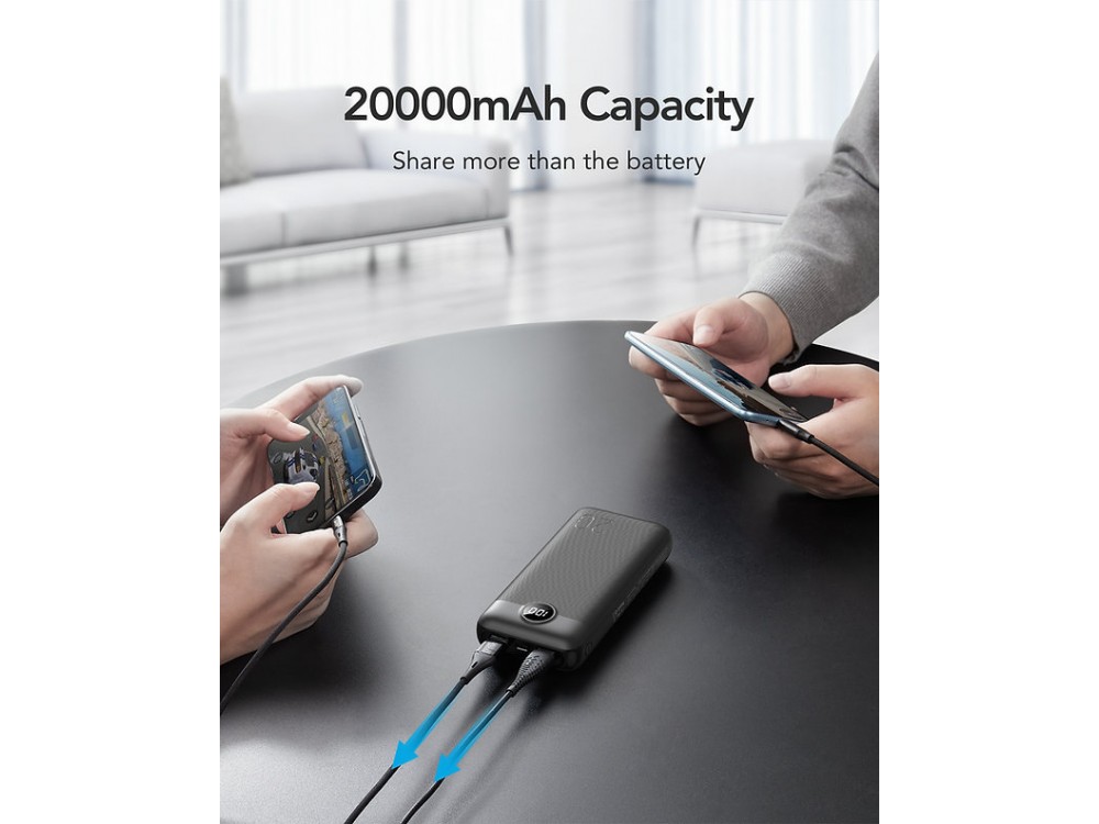 Veger L20S 20W USB-C Power Bank 20,000mAh Power Delivery & QC3.0, Black