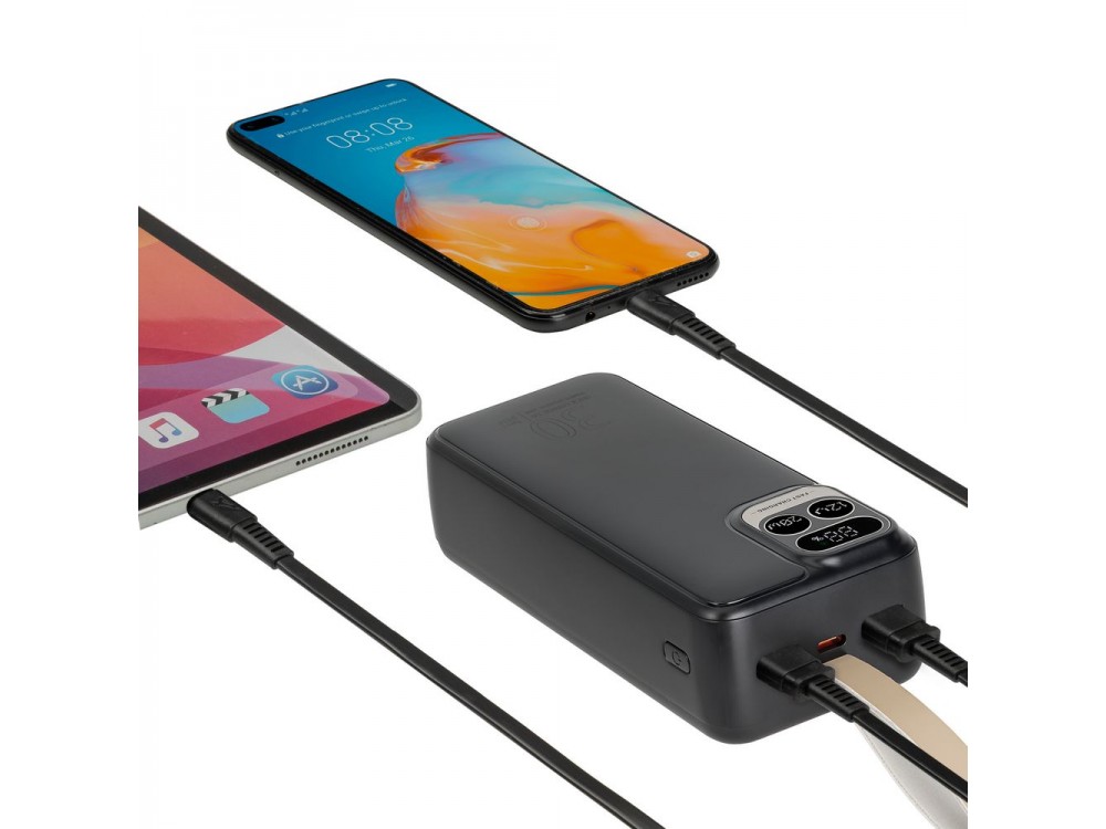 Rivacase VA2585 30000 PD 20W USB-C Power Bank με LCD Screen 30.000mAh Power Delivery & QC3.0, Black