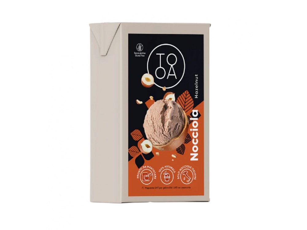 Nocciola TooA Gelato with Campania Hazelnuts from 100% Natural Ingredients Free of Preservatives & Gluten (Package 1L)