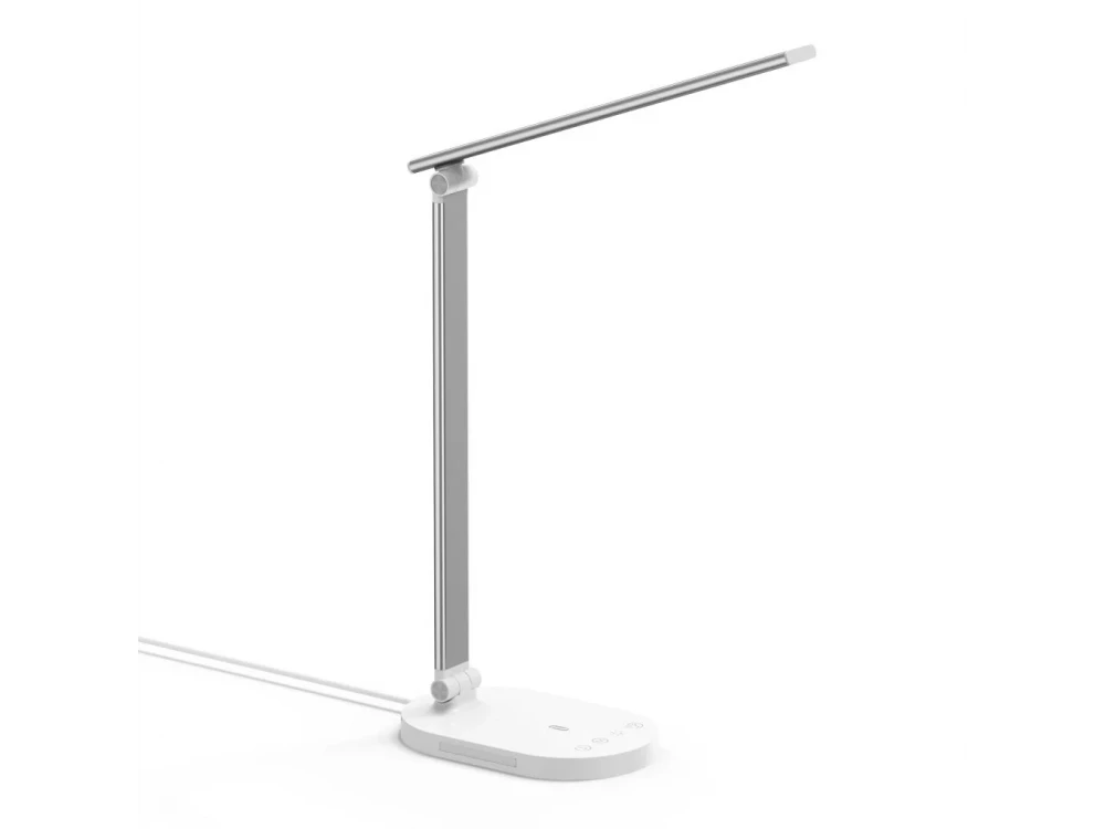 TaoTronics TT-DL1012 LED Desk Lamp with Touch Control & USB-C Port, 5 Color Modes, 5 Brightness Levels, Aluminum, White