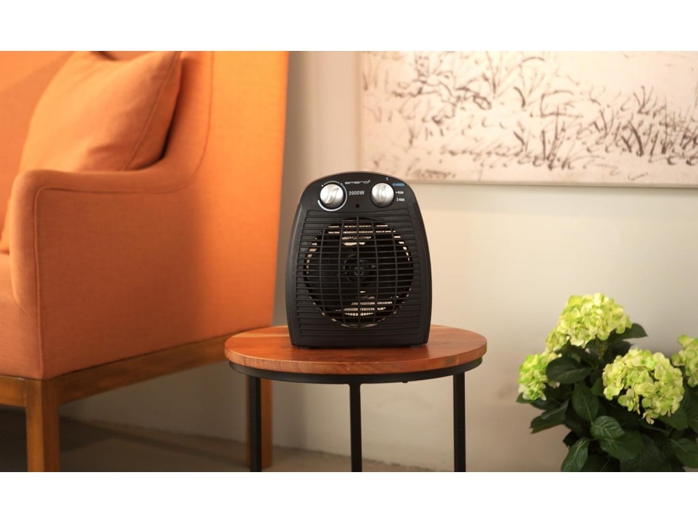 Emerio Portable Heater, Air Heater 2000W, 3 Functions, with 2 Heating Levels, Drop & Overheating Protection, Anthracite