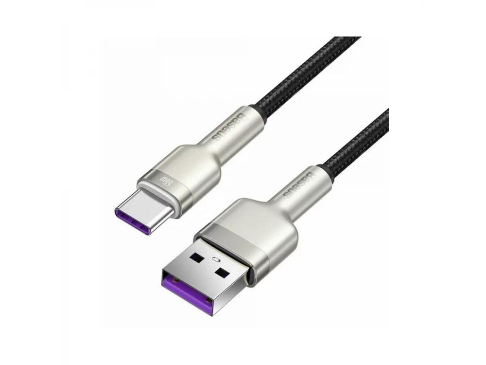 Baseus Cafule Cable USB-C to USB-A 66W, 0.25m. with Nylon Weave, Silver / Black