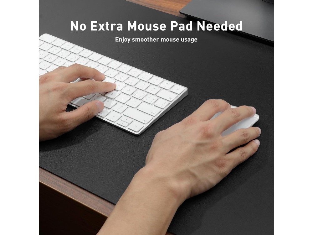 AJ Desk Pad 80x40cm, XXL Mouse Pad from Vegan Leather, Black