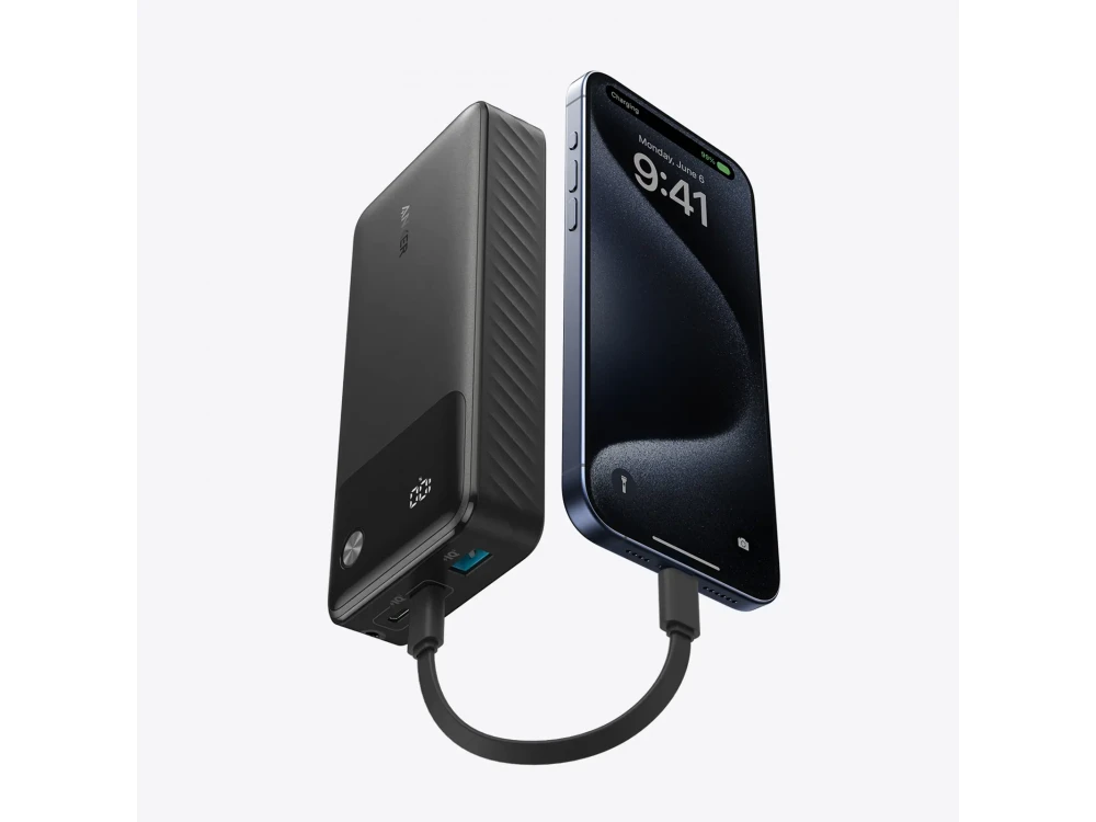 Anker Powercore Power Bank 20.000mAh, 30W, με Θύρες USB-A & USB-C & Lanyard Καλώδιο USB-C, Black