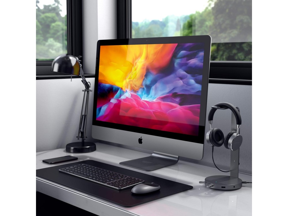 Satechi Aluminum USB Headphone Stand, Επιτραπέζια Βάση Ακουστικών με USB-A*3 & AUX, Space Gray