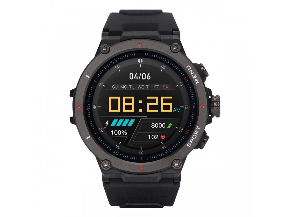 Garett GRS Pro Smartwatch, IP68 with AMOLED Display, GPS, Sports Mode, Durable Strap & Battery Life up to 7 Days, Black