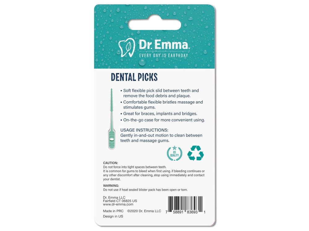 Dr. Emma Dental Picks Mint, Μεσοδόντια Βουρτσάκια 100τμχ