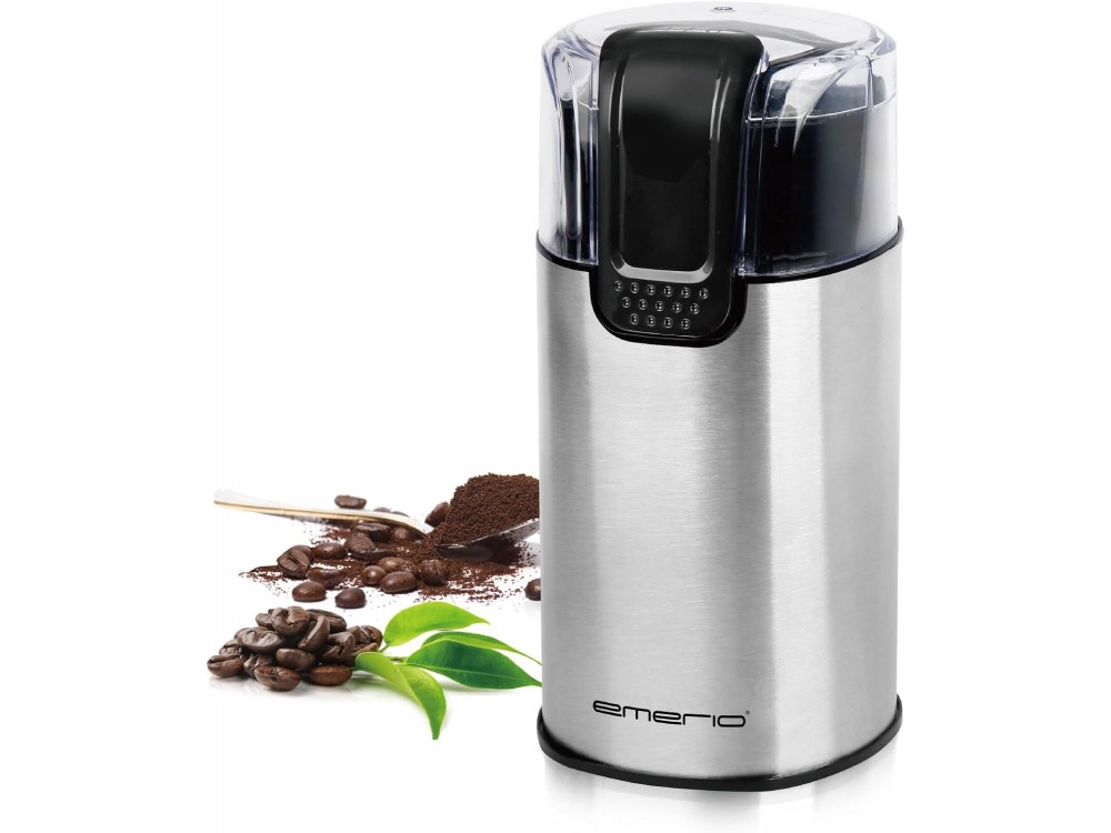 Emerio Electric Stainless Steel Coffee Grinder, Ηλεκτρικός Μύλος Καφέ με Χωρητικότητα 60gr, Silver