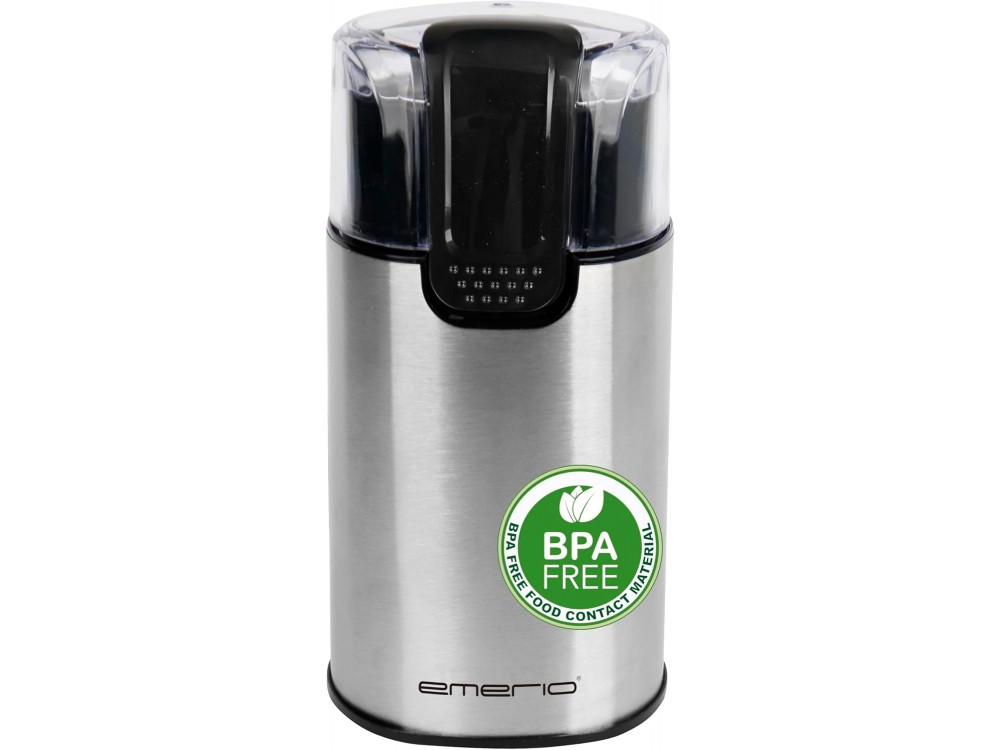 Emerio Electric Stainless Steel Coffee Grinder, 60gr capacity, Silver