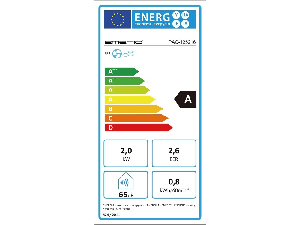 Emerio Portable Air conditioner 9000 BTU, Φορητό Κλιματιστικό Δαπέδου με λειτουργία Αφύγρανσης, Energy Class A