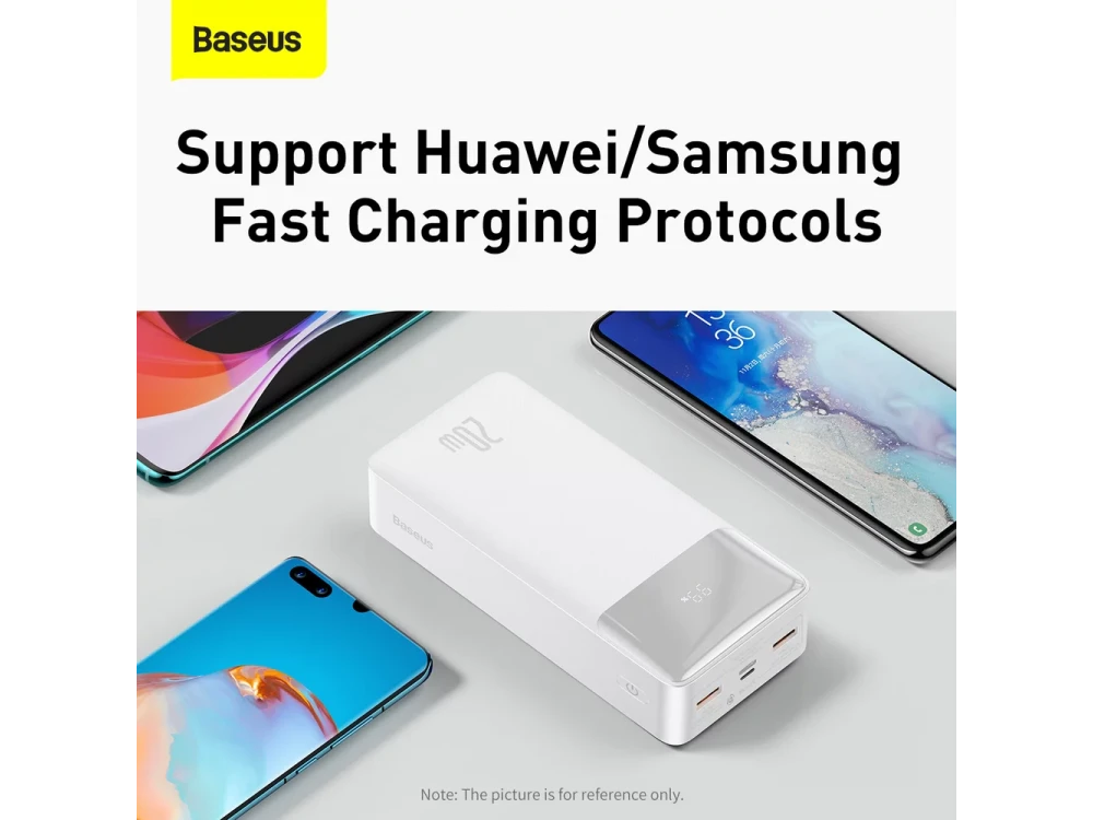 Baseus Bipow Overseas Edition Power Bank 30000mAh 20W with Power Delivery / QC3.0 & Micro USB Cable 25cm, White