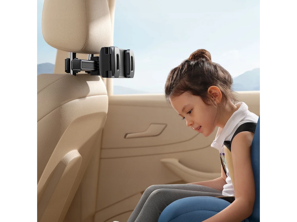 Joyroom JR-ZS203 Tablet Holder for Car Headrest, Βάση Κινητού και Tablet Αυτοκινήτου με Βραχίονα & Ρυθμιζόμενα Άγκιστρα, Black