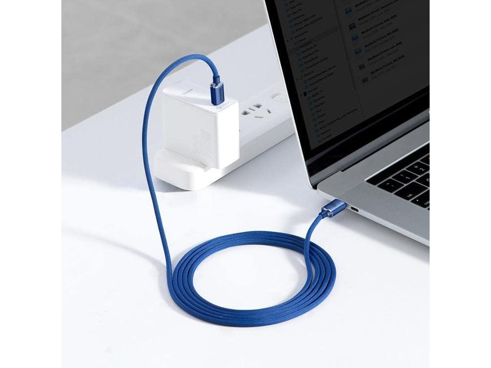 Baseus Crystal Shine Series, USB-C 100W Cable with Nylon Weaving 2m, Blue