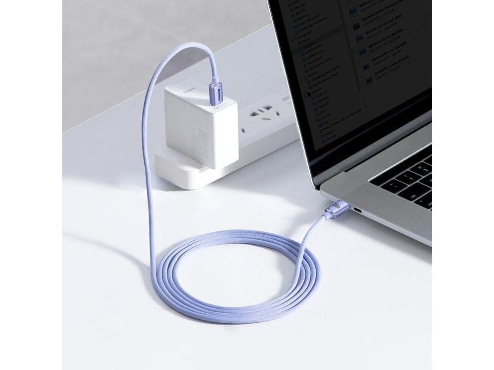 Baseus Crystal Shine Series, Καλώδιο USB-C 100W με Νάυλον Ύφανση 2μ, Purple