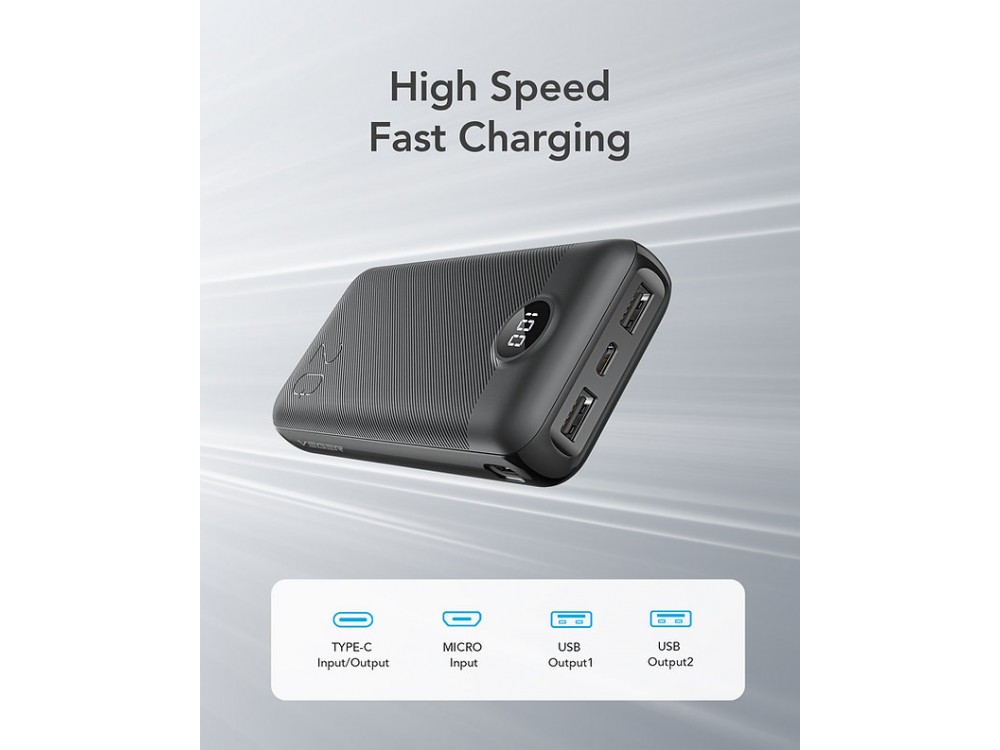 Veger L20S 20W USB-C Power Bank 20,000mAh Power Delivery & QC3.0, Black