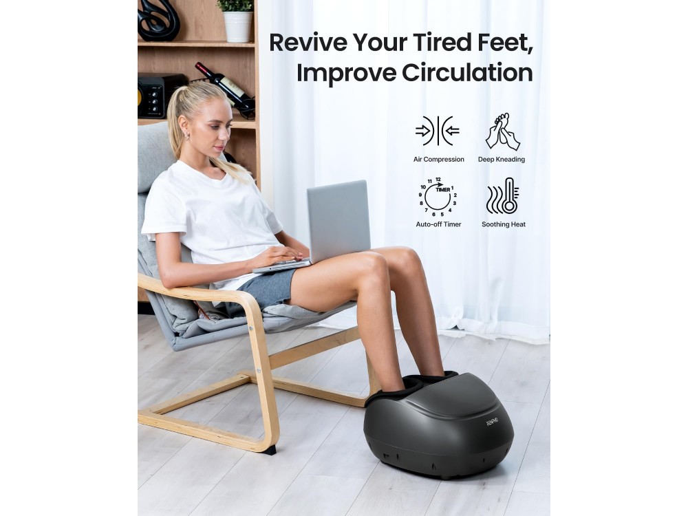 Renpho Foot Massager with Heat, Συσκευή Μασάζ Shiatsu για τα Πόδια με Λειτουργία Θέρμανσης, Black