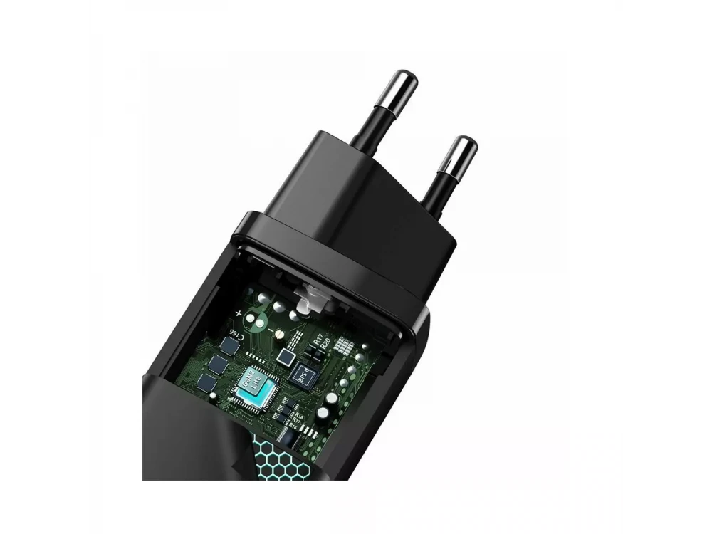 Baseus GaN2 Lite Φορτιστής Πρίζας 65W, PD3.0, QC3.0, SCP, PPS με 1xUSB-C & 1xUSB-A, Black