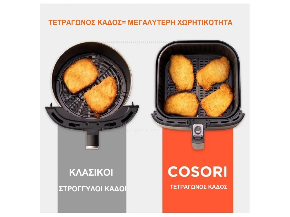 Cosori Air Fryer, Φριτέζα Αέρος XL 5.5lt για Υγιεινό Μαγείρεμα, 1700W, Touch Control, 11 Preset Menus & 100 Recipes Book