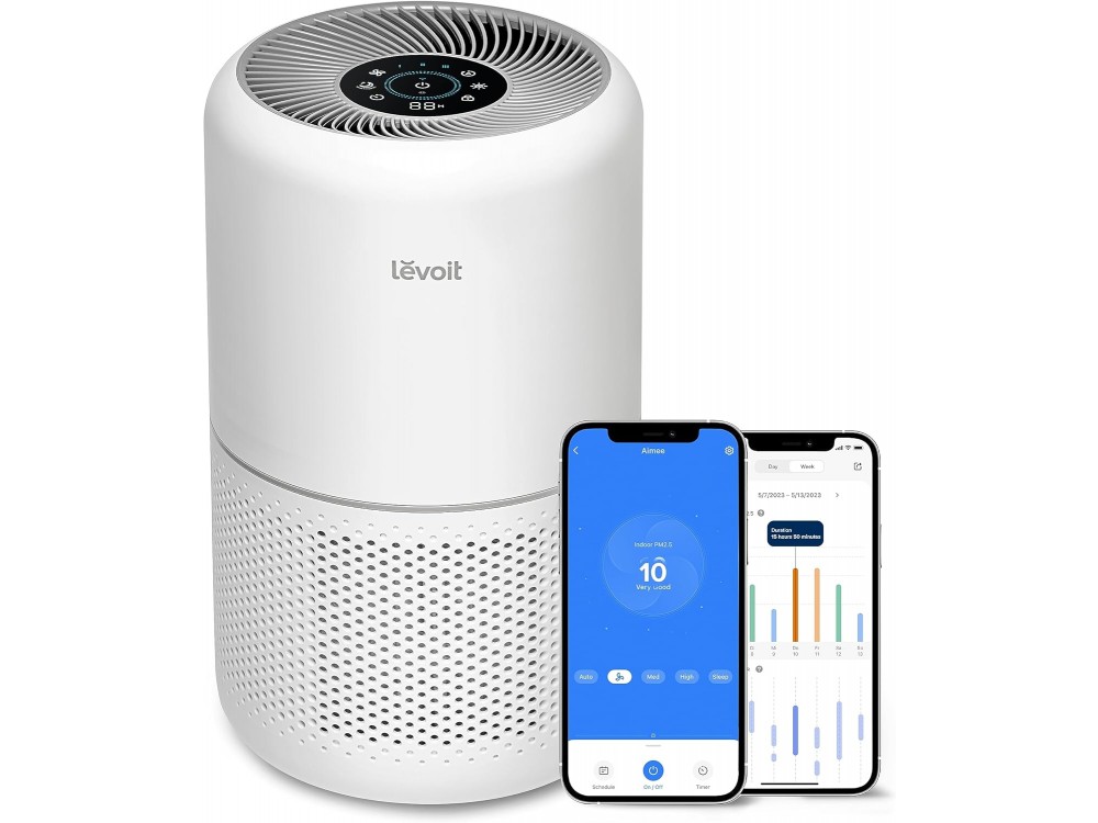 Levoit Core 300S Smart Air Purifier, Καθαριστής Αέρα με φίλτρο HEPA & Air Quality Sensor, Timer, 4 Displaying Colors & App