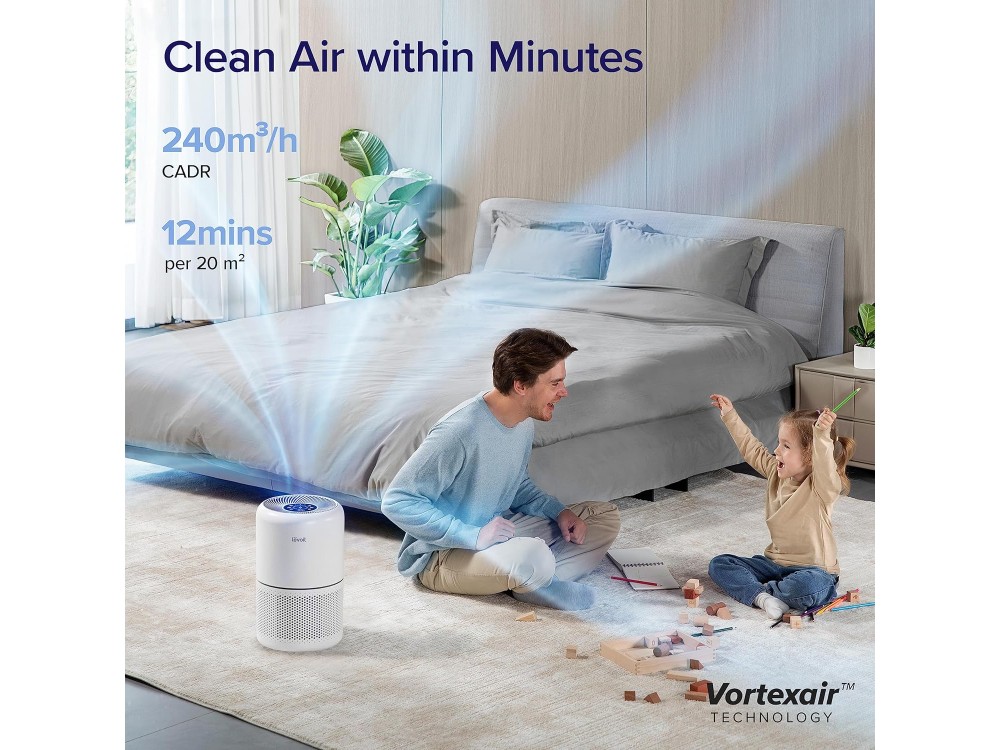 Levoit Core 300S Smart Air Purifier, Καθαριστής Αέρα με φίλτρο HEPA & Air Quality Sensor, Timer, 4 Displaying Colors & App