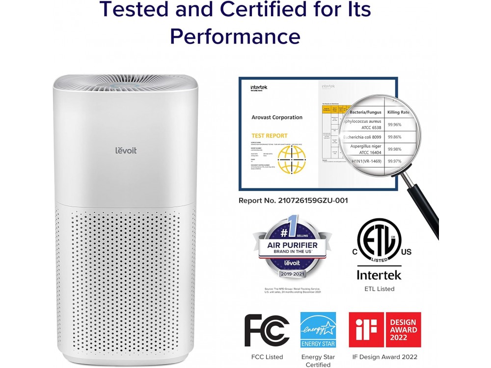 Levoit Core 600S Smart Air Purifier, Καθαριστής Αέρα με φίλτρο HEPA & Air Quality Sensor για Έως 147m², Timer & App