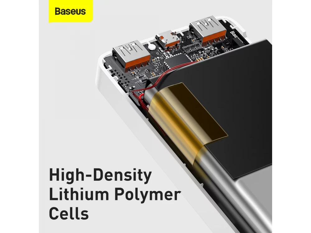 Baseus Bipow Overseas Edition Power Bank 20000mAh 20W με Power Delivery / QC3.0 & Micro USB Καλώδιο 25cm, White