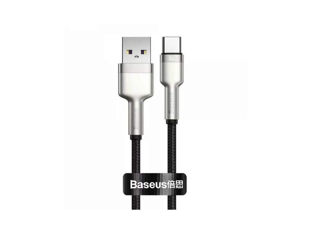 Baseus Cafule Cable USB-C to USB-A 66W, 0.25m. with Nylon Weave, Silver / Black