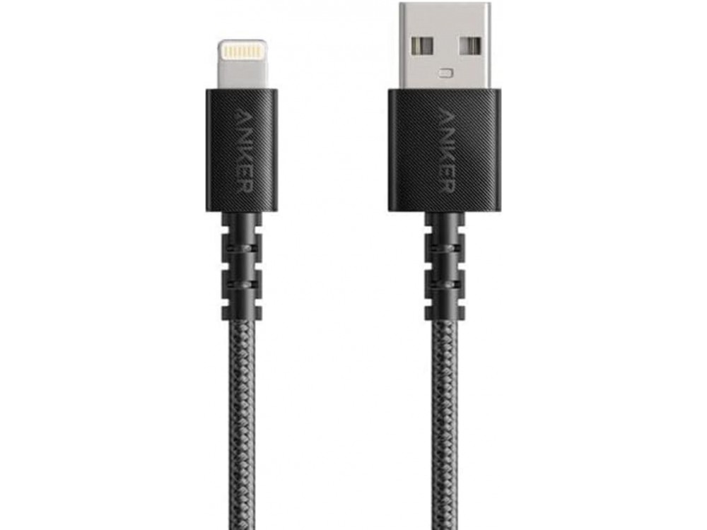 Anker PowerLine Select+ 1.8m. USB-A to Lightning cable for Apple iPhone / iPad / iPod MFi, with Nylon Weave, Black