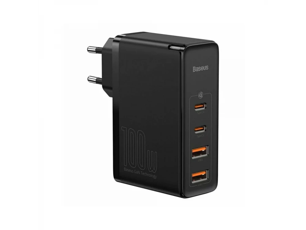 Baseus GaN2 Pro Φορτιστής Πρίζας 100W, PD3.0, QC3.0, SCP, PPS με 2xUSB-C & 2xUSB-A, Black