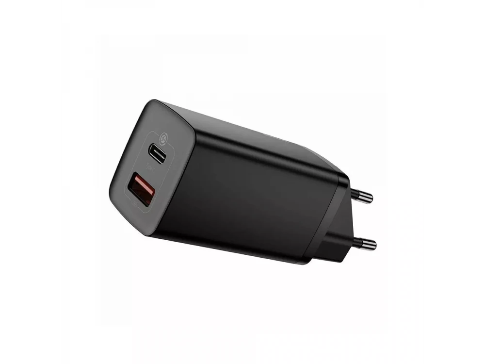 Baseus GaN2 Lite Φορτιστής Πρίζας 65W, PD3.0, QC3.0, SCP, PPS με 1xUSB-C & 1xUSB-A, Black