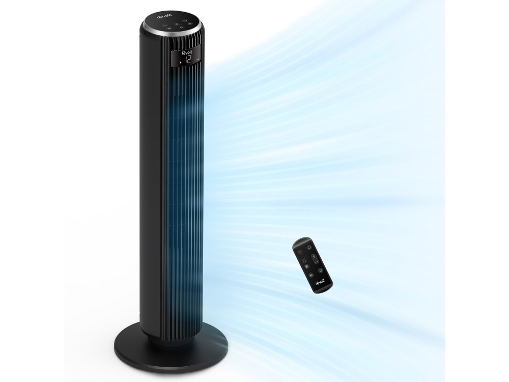 Levoit TempSense 36 Extra Quiet 20dB 7.9m/s Tower Fan 36” / 92cm with DC Motor, LED Display, 90° Oscillating, Remote & Timer