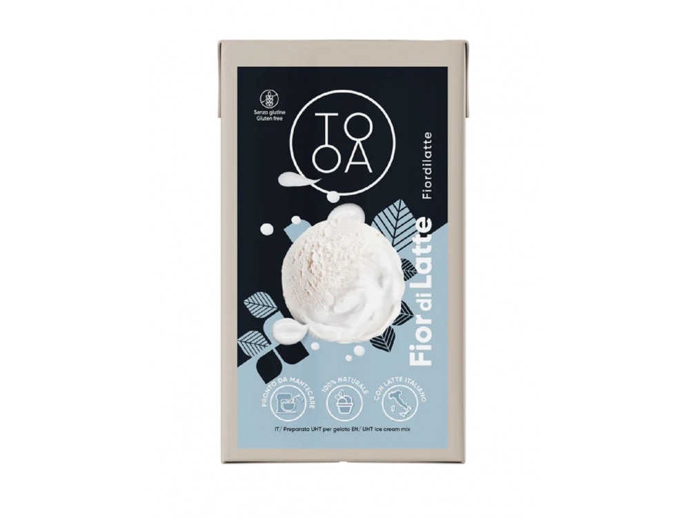 Fior di Latte TooA Gelato with Piemonte Milk, from 100% Natural Ingredients, No Preservatives & Gluten (Package 1L)