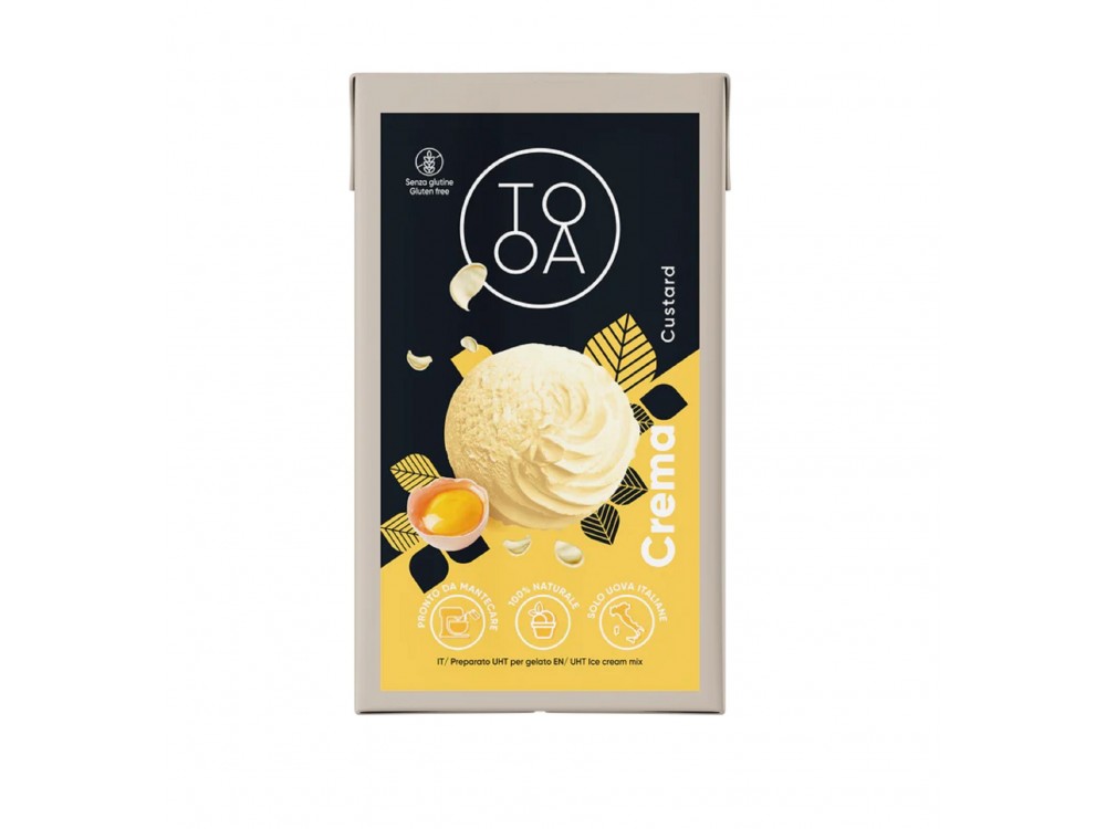 Crema TooA Gelato with Piemonte Cream, from 100% Natural Ingredients, No Preservatives & Gluten (Package 1L)