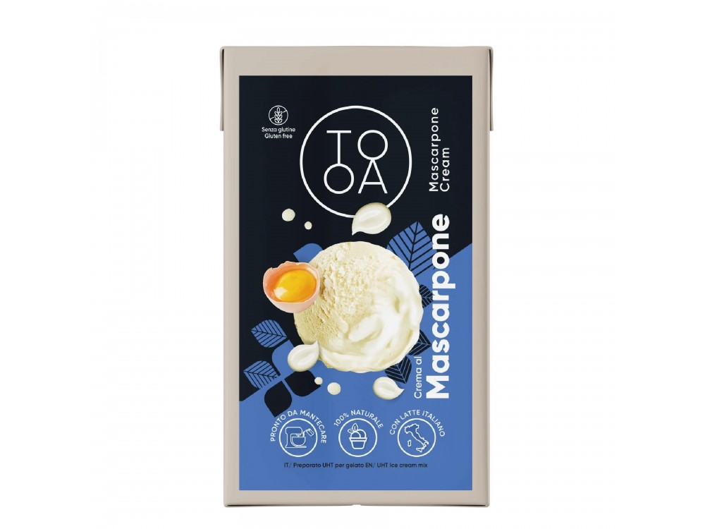 Crema al Mascarpone TooA Gelato με Τυρί Mascarpone, από 100% Φυσικά Συστατικά, Χωρίς Συντηρητικά & Γλουτένη (Συσκευασία 1L)