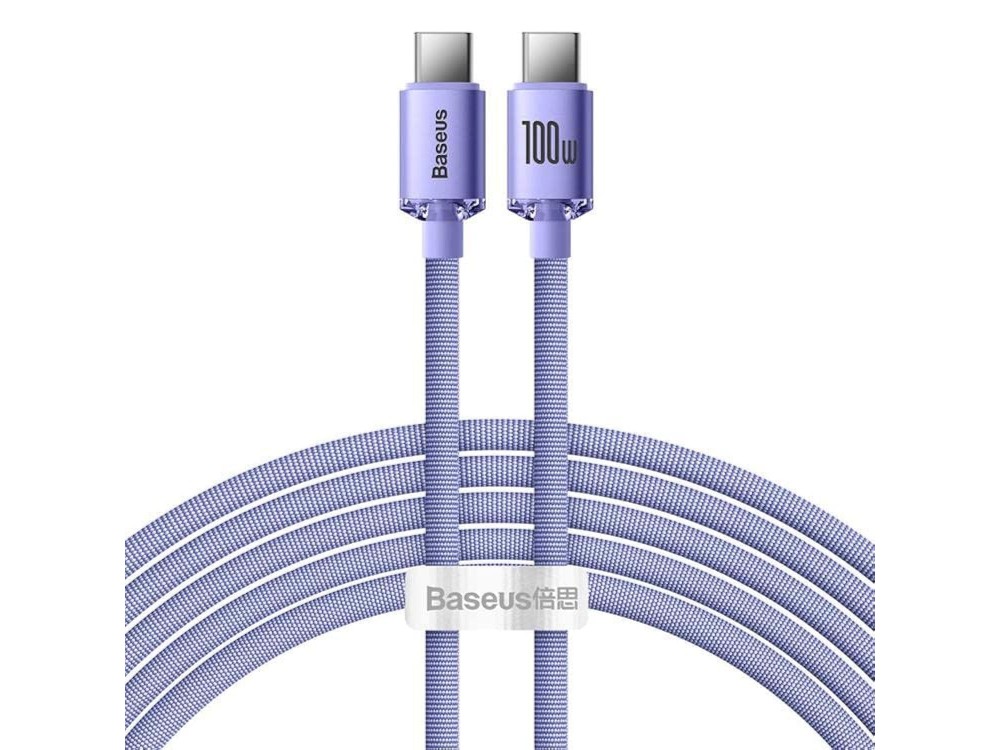 Baseus Crystal Shine Series, Καλώδιο USB-C 100W με Νάυλον Ύφανση 2μ, Purple