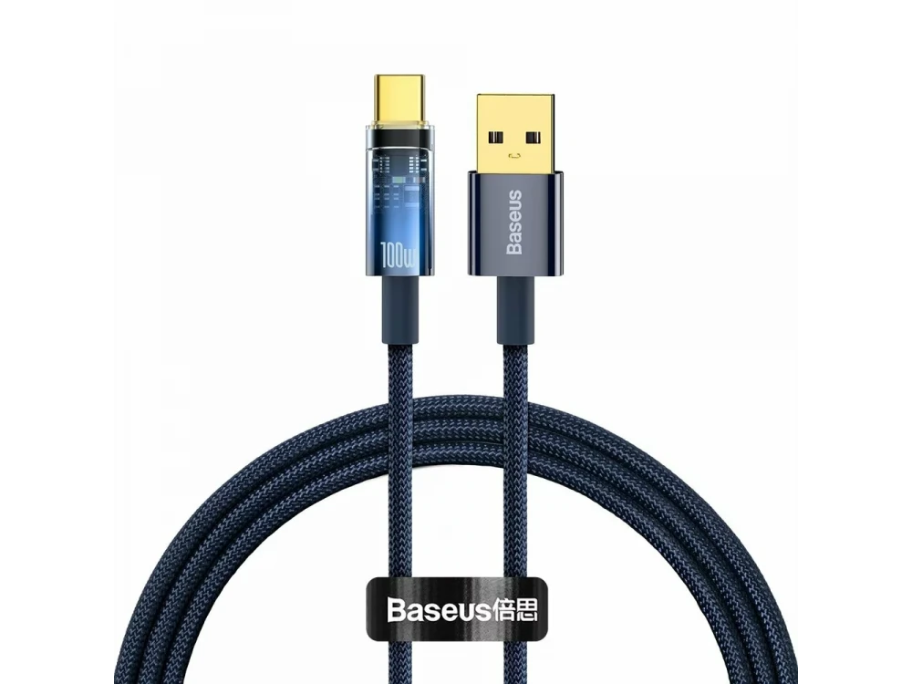 Baseus Explorer Cable USB-A to USB-C 100W with Nylon Weaving 1m, Blue