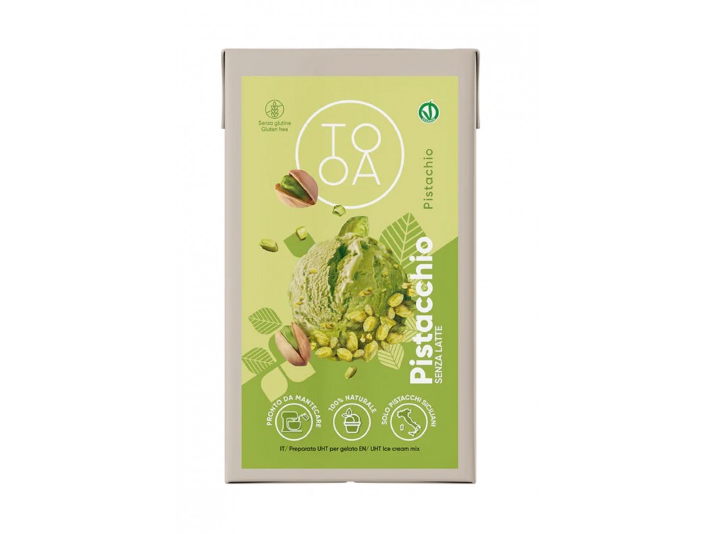 Pistachio TooA Vegan Gelato with Sicilian Pistachios from 100% Natural Ingredients Free of Preservatives, Gluten & Lactose (Package 1L)