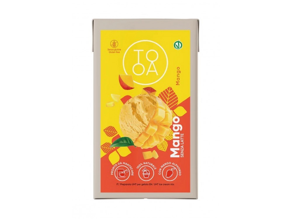 Mango TooA Gelato Vegan with Alphonso Mango, from 100% Natural Ingredients Without Preservatives Gluten & Lactose (Package 1L)