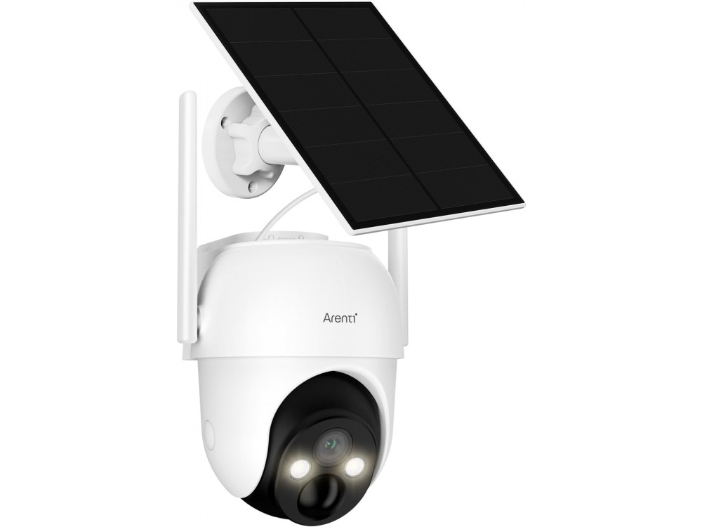 Arenti GO2T Kit2 Outdoor IP Camera 2K, 360° Pan & Tilt, Night Vision, 2-Way Audio, WiFi & Motion Detection with Human AI, White