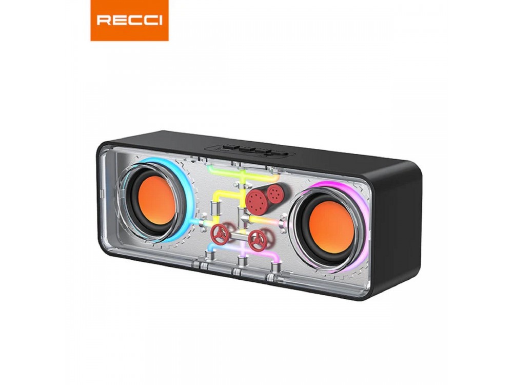 Recci RSK-W38 Space Station, Wireless Speaker Bluetooth 5.3, 10W, with RGB Lighting, Black - OPEN PACKAGE