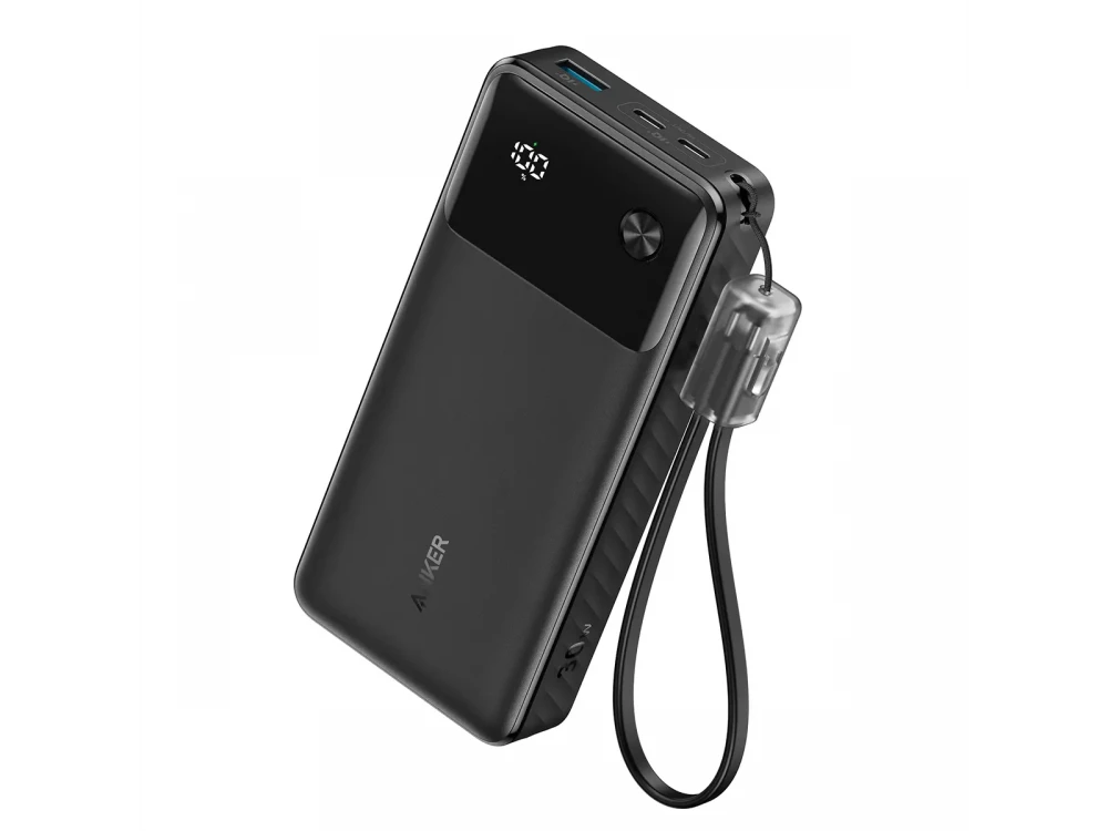 Anker Powercore Power Bank 20.000mAh, 30W, με Θύρες USB-A & USB-C & Lanyard Καλώδιο USB-C, Black