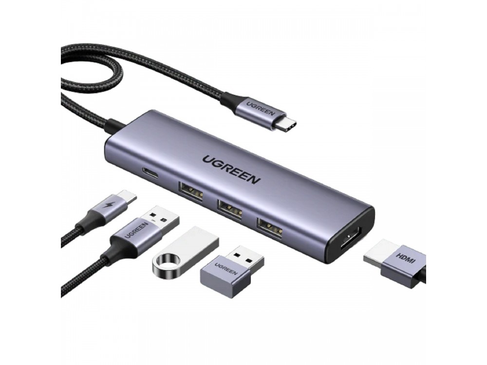 Ugreen 5-in-1 USB C Data Hub - HDMI/4K*1 + USB3.0*3 + 1*100W PD Charging