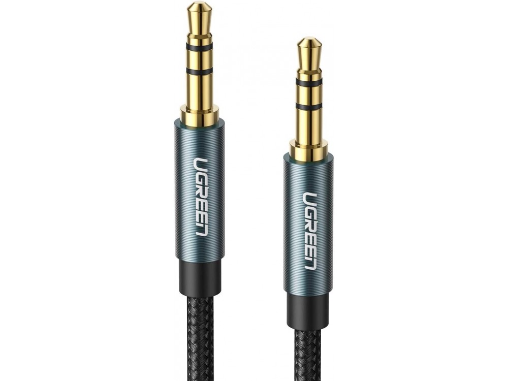 Ugreen Audio AUX Cable, 1m. Gold plated with Nylon Braided 3.5mm, Blue