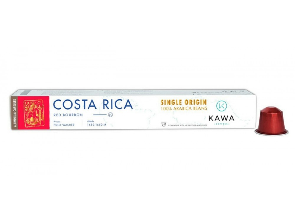 Kawacom Κάψουλες Αλουμινίου Espresso Costa Rica Red Bourbon 10τμχ Καφές Μονοποικιλιακός 100% Arabica Συμβατές Μηχανή Nespresso