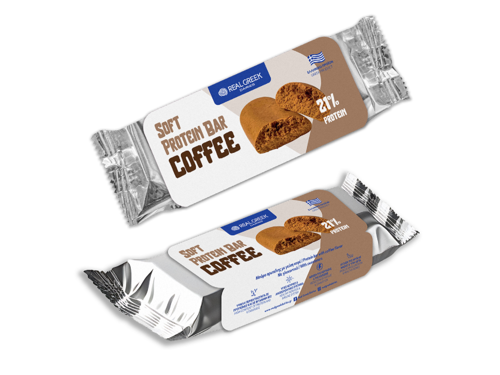 Real Greek Soft Protein Bar Coffee 22%, Μπάρα Πρωτεΐνής - Γεύση Καφές 50g