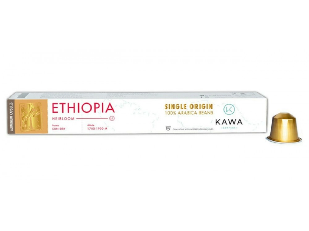 Kawacom Κάψουλες Αλουμινίου Espresso Ethiopia Heirloom 10τμχ, Καφές Μονοποικιλιακός 100% Arabica, Συμβατές με Μηχανή Nespresso