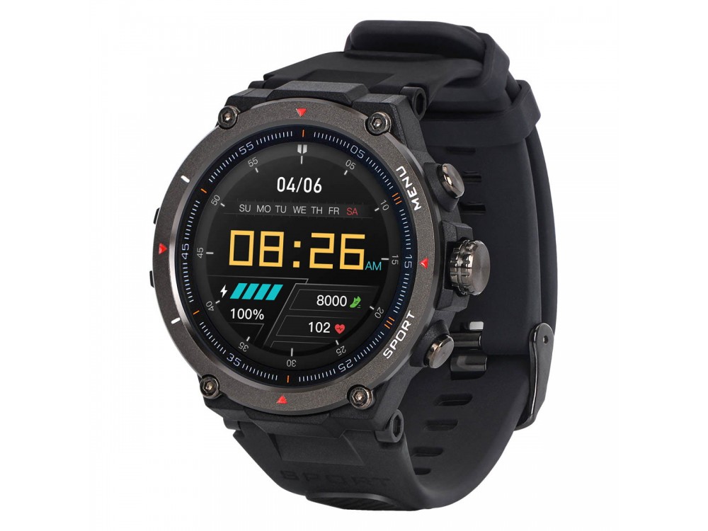 Garett GRS Pro Smartwatch, IP68 with AMOLED Display, GPS, Sports Mode, Durable Strap & Battery Life up to 7 Days, Black