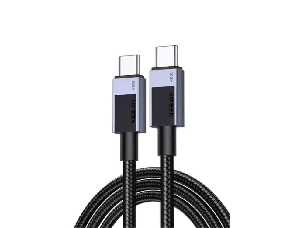 Ugreen USB-C to USB-C Cable 2m. with Nylon weave and Aluminum Contacts Support PD3.0/QC4.0/FCP & 5A / 100W, Black