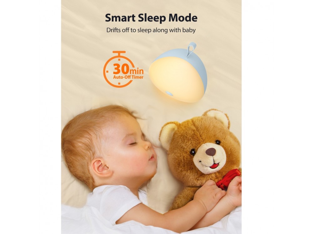 VAVA VA-CL1001 Baby White Noise Machine & Night Light with Adjustable Brightness & 30 min Timer, Blue