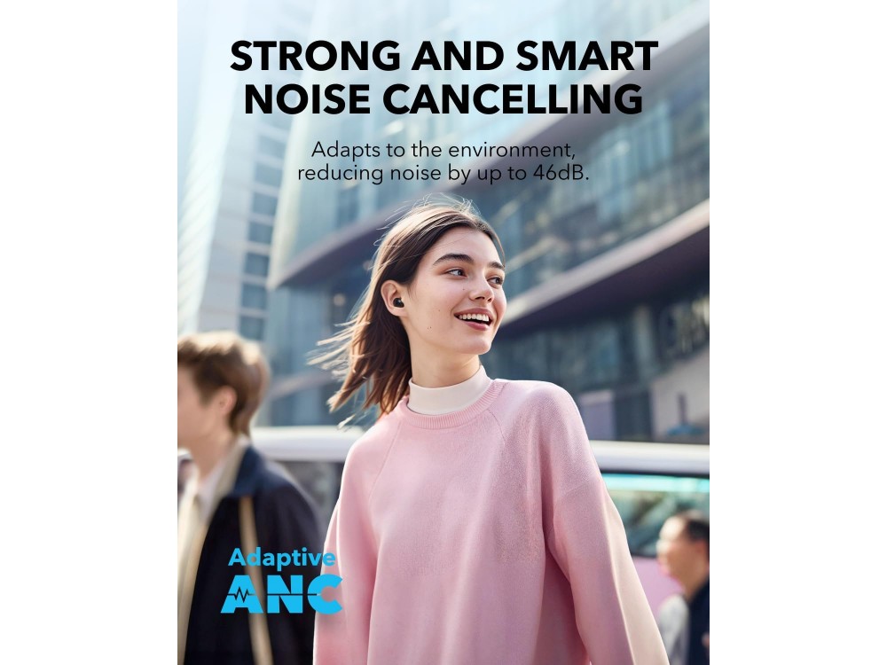 Anker SoundCore A30i ANC Bluetooth 5.4 Ακουστικά TWS, Smart Noise Cancelling (-46dB), 3D surround sound & 24Η Playtime, Black